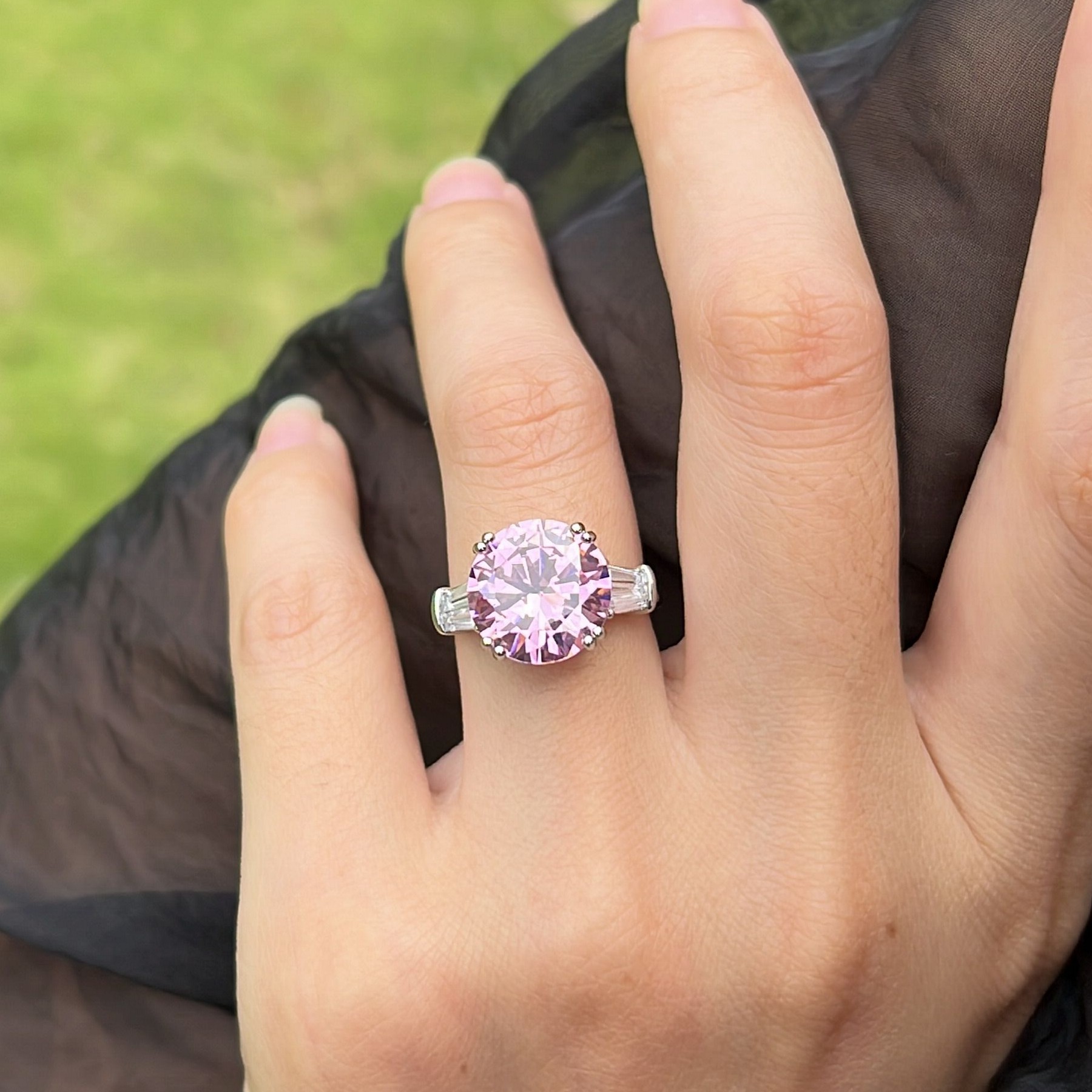 Choucong Brand Wedding Jewelry Sterling Sier Round Cut Pink Topaz CZ Dia Gemstones Party Women Eternity Engagement Bridal Ring Gift