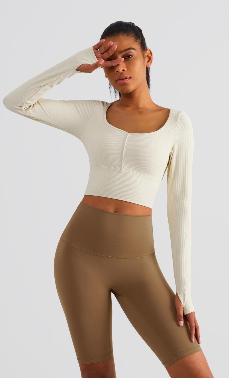 Active Shirts Yoga Suit With Breast Pad Women' Ribbed Brocade Fixed Cup Sports Long Sleeved Top Slimming And, Black
Active Shirts Yoga Suit With Breast Pad Women' Ribbed Brocade Fixed Cup Sports Long Sleeved Top Slimming And, Black