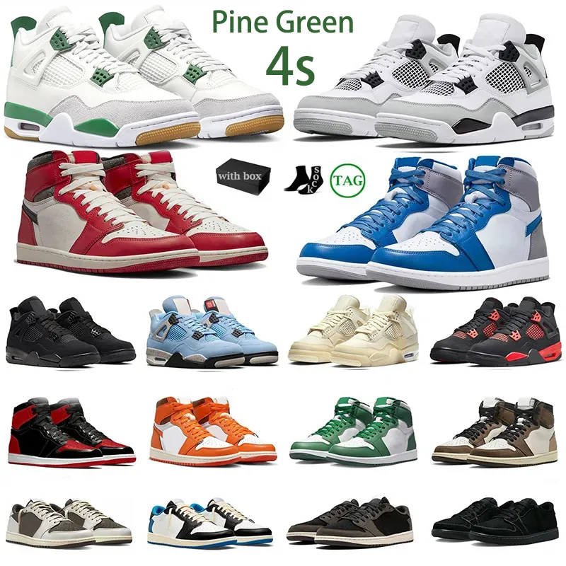 

Jumpman 4 4s Basketball Shoes Pine Green Military Black Red Thunder Black Cat Sail 1 1s Lost And Found Reverse Mocha Black Phantom Men Women