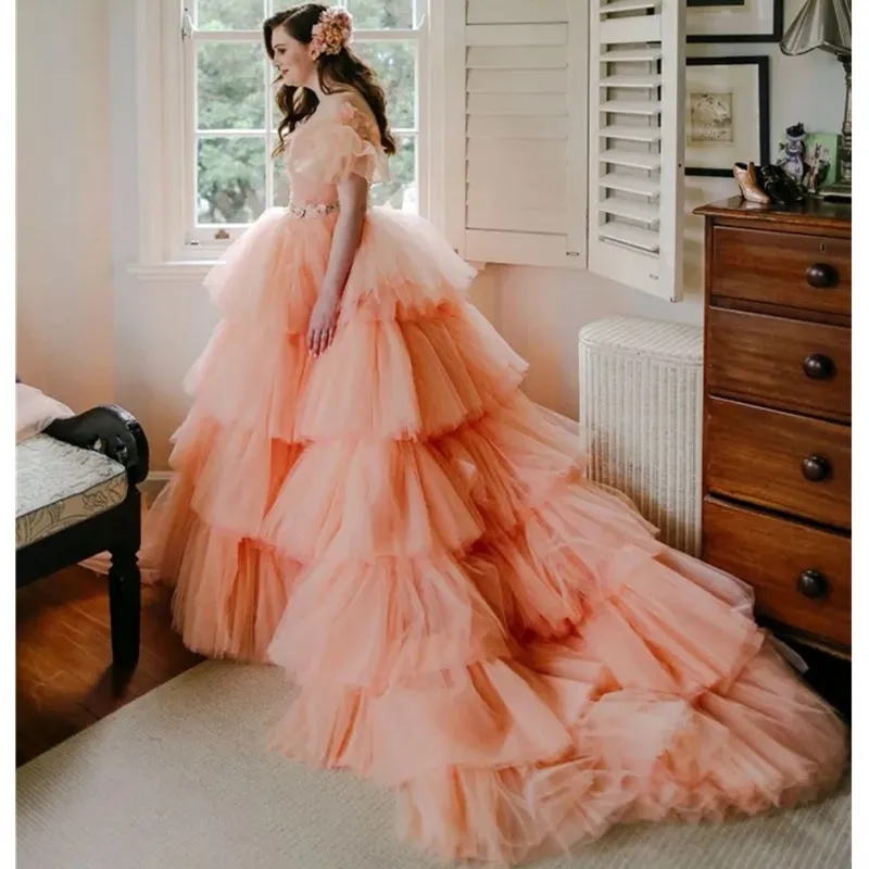 2023 Peach Quinceanera Dresses with Ruffles Layers Tiered Elegant Off Shoulder Tulle Corset Back Sweet 16 Dress robe de prom Evening Gowns, Pink
2023 Peach Quinceanera Dresses with Ruffles Layers Tiered Elegant Off Shoulder Tulle Corset Back Sweet 16 Dress robe de prom Evening Gowns, Pink