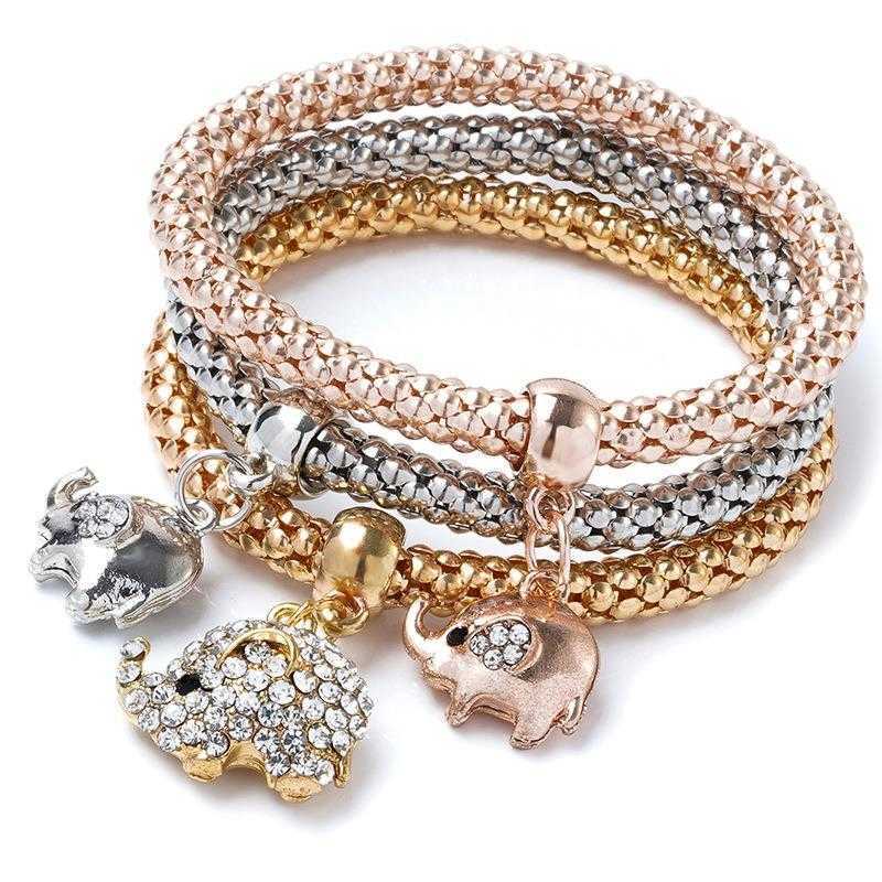 Alloy Three Color Set Elastic Popcorn Corn Chain Diamond Elephant Pendant Bracelet For Women
Alloy Three Color Set Elastic Popcorn Corn Chain Diamond Elephant Pendant Bracelet For Women
