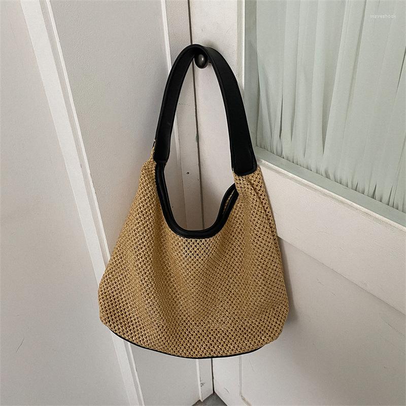Evening Bags Summer Portable Woven Beach Travel Straw Undearm Tote Bag Ladies Fashion Larger Capacity Shoulder Foor Girls, Black 
Evening Bags Summer Portable Woven Beach Travel Straw Undearm Tote Bag Ladies Fashion Larger Capacity Shoulder Foor Girls, Black