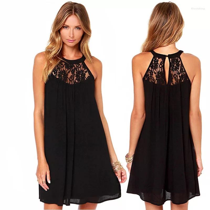 Casual Dresses European And American Summer Style Round Neck Halter Sleeveless Lace Stitching Chiffon Dress, Black
Casual Dresses European And American Summer Style Round Neck Halter Sleeveless Lace Stitching Chiffon Dress, Black
