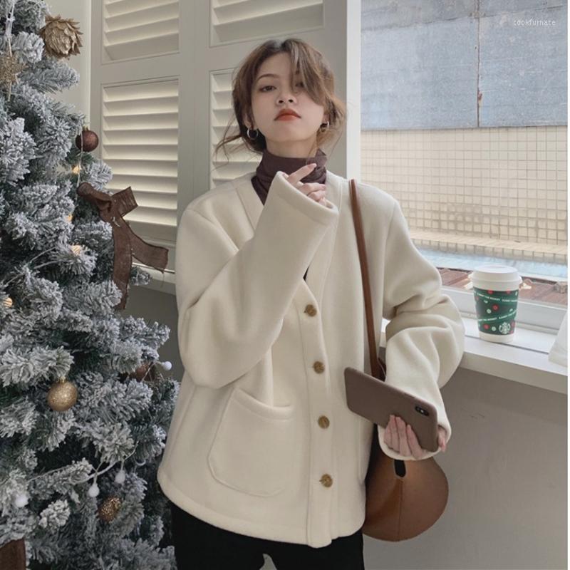 Women's Wool 2023 Elegant Woolen Coat Women Short Warm Jackets Korean Fashion V-Neck Loose Casual All-match Chic Outwear Spring Femme Top, White
Women's Wool 2023 Elegant Woolen Coat Women Short Warm Jackets Korean Fashion V-Neck Loose Casual All-match Chic Outwear Spring Femme Top, White