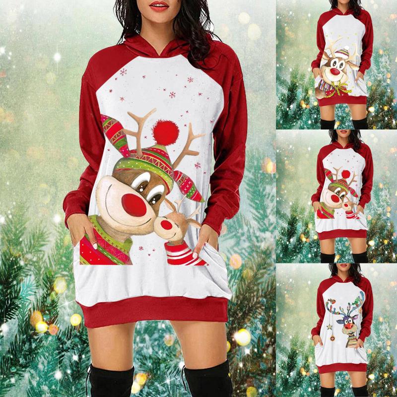 Casual Dresses Christmas Women's Fashion Hoodie Wrap Hip Print Long Sleeves With Pockets Loose Women Short Sleeve Shirts, White
Casual Dresses Christmas Women's Fashion Hoodie Wrap Hip Print Long Sleeves With Pockets Loose Women Short Sleeve Shirts, White