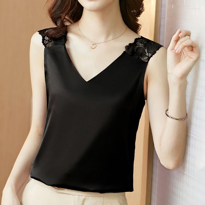 Women' Tanks Women Lace Patchwork V Neck Camis Tank Top Female Sleeveless Satin Sexy Tops Straps Summer Casual Clothes Debardeur Femmes, Black
Women' Tanks Women Lace Patchwork V Neck Camis Tank Top Female Sleeveless Satin Sexy Tops Straps Summer Casual Clothes Debardeur Femmes, Black