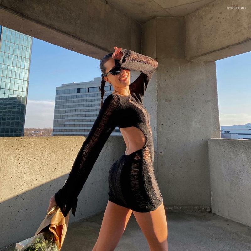 Casual Dresses Women Cutout Y2K Vintage Ripped Long Sleeve Round Neck Solid Color Hollow Out Party Short Wrapped Dress, Black
Casual Dresses Women Cutout Y2K Vintage Ripped Long Sleeve Round Neck Solid Color Hollow Out Party Short Wrapped Dress, Black