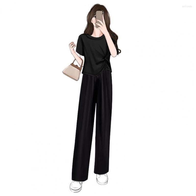 Women' Two Piece Pants 2Pcs/Set Trendy Lady Tracksuit Knot Decor Deep Crotch Women Summer Crew Neck, Blue
Women' Two Piece Pants 2Pcs/Set Trendy Lady Tracksuit Knot Decor Deep Crotch Women Summer Crew Neck, Blue