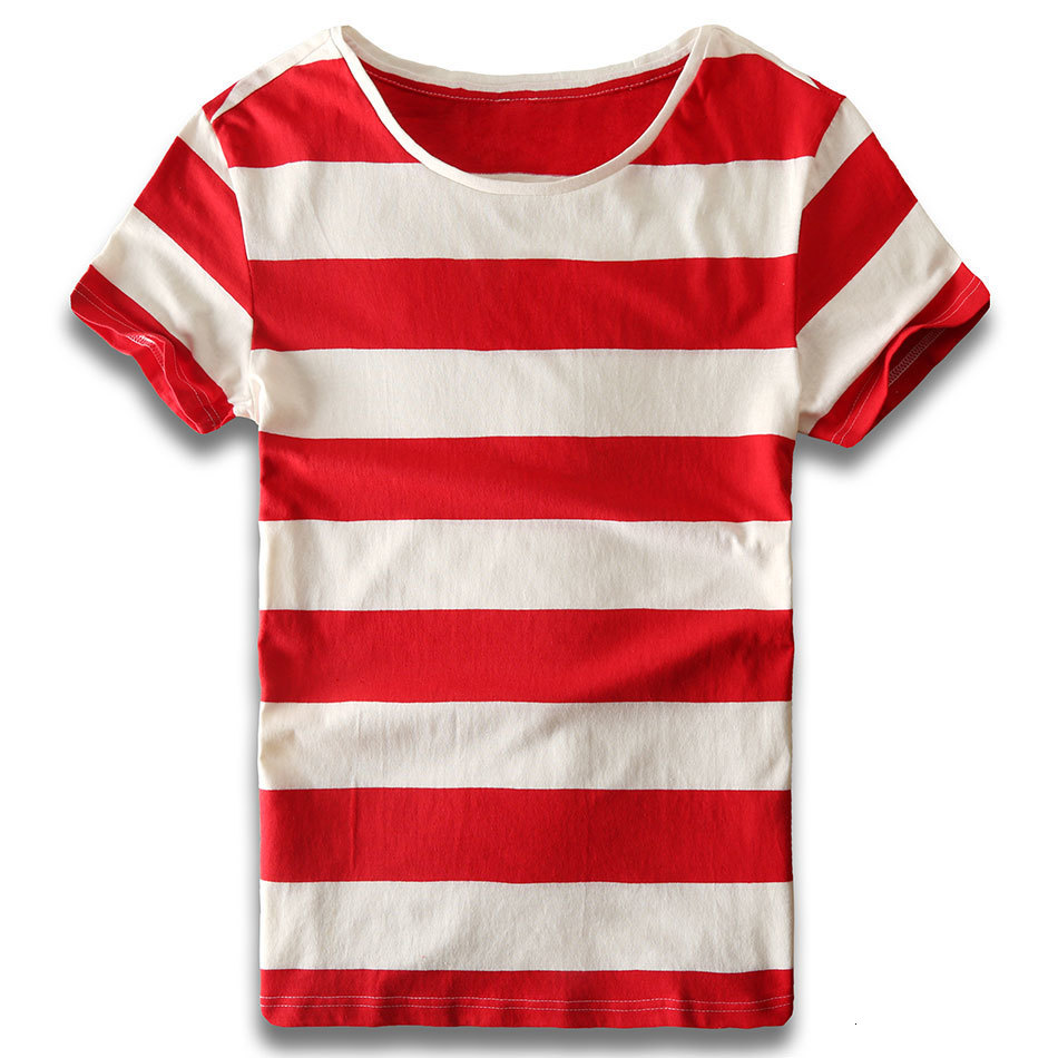 Men's T-Shirts Men Striped T-Shirt Stripes Top Tees Male Fashion Short Sleeve Blue Red White Black Costume Cosplay Party 230509