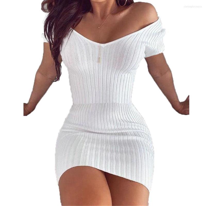 Casual Dresses Summer' Sexy Commute Women' Wear V Collar Shoulder Short Sleeve White Tight Mini Knit Dress
Casual Dresses Summer' Sexy Commute Women' Wear V Collar Shoulder Short Sleeve White Tight Mini Knit Dress