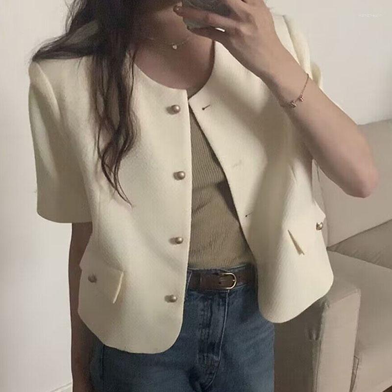 Women's Jackets Chaquetas Jaquetas Temperament Round Neck Metal Button Loose Casual Black Short Sleeved Jacket Summer Blazers Chic Cardigan, Beige
Women's Jackets Chaquetas Jaquetas Temperament Round Neck Metal Button Loose Casual Black Short Sleeved Jacket Summer Blazers Chic Cardigan, Beige