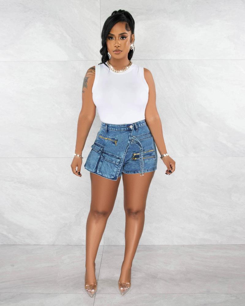 Women' Shorts Gotoola 2023 Women' Washed Personality Street Overalls Zipper Stitching Multi-Pocket Stretch Irregular, Denim blue
Women' Shorts Gotoola 2023 Women' Washed Personality Street Overalls Zipper Stitching Multi-Pocket Stretch Irregular, Denim blue
