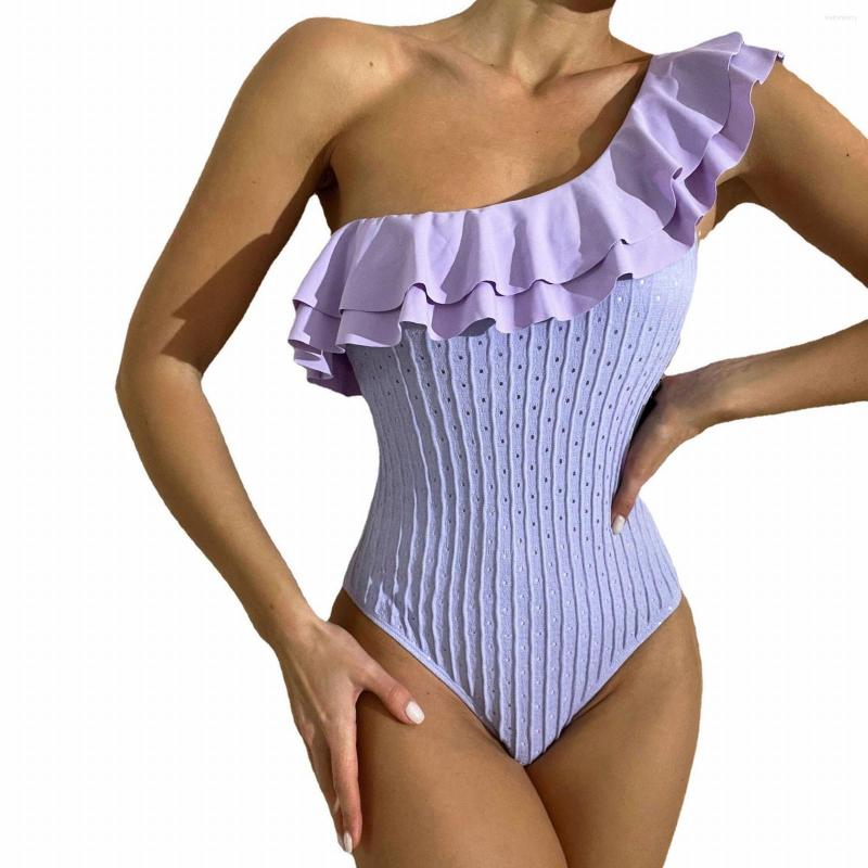 Women' Swimwear Women' Solid Color Bikini Peplum One Shoulder Swimsuit Tight Backless Strip, Purple
Women' Swimwear Women' Solid Color Bikini Peplum One Shoulder Swimsuit Tight Backless Strip, Purple
