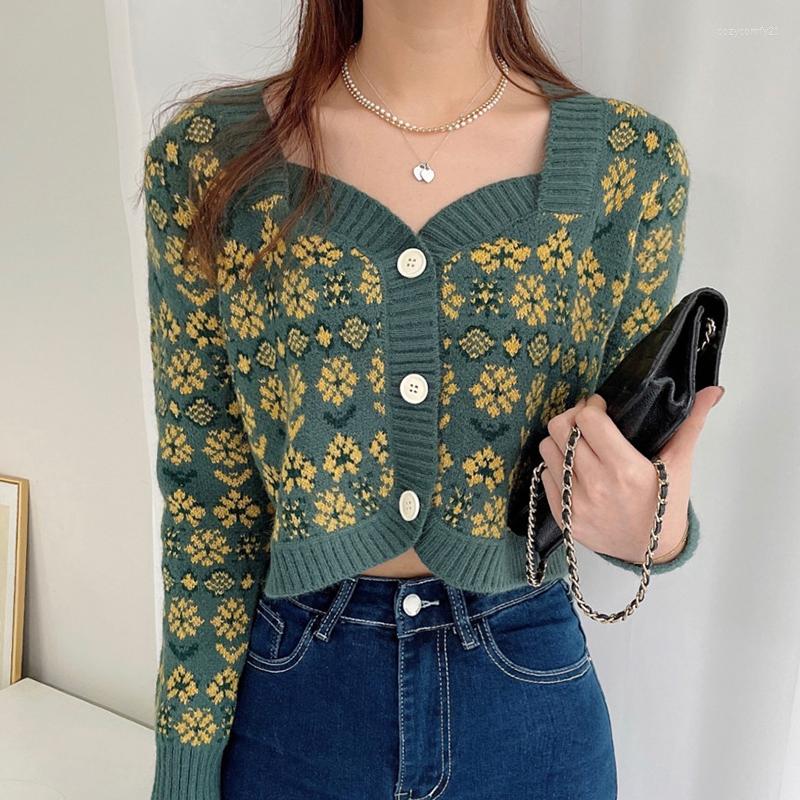 Women's Knits Cardigan Women Sweater Long Sleeve Vintage Flower Cropped Sweaters Autumn Korean Style Woman Clothes Jersey De Mujer Invierno, Green
Women's Knits Cardigan Women Sweater Long Sleeve Vintage Flower Cropped Sweaters Autumn Korean Style Woman Clothes Jersey De Mujer Invierno, Green