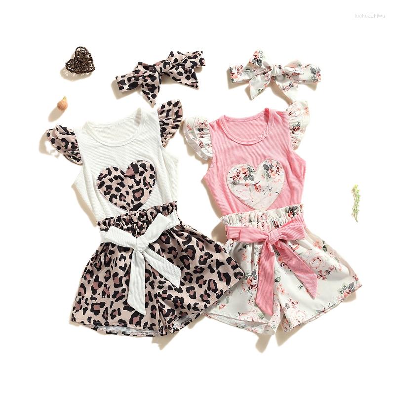 Clothing Sets Infant Baby Girl Summer Shorts Outfits Children's Heart Sleeve Ribbed Romper Tops And Floral/Leopard 3Pcs Clothes Set
Clothing Sets Infant Baby Girl Summer Shorts Outfits Children's Heart Sleeve Ribbed Romper Tops And Floral/Leopard 3Pcs Clothes Set