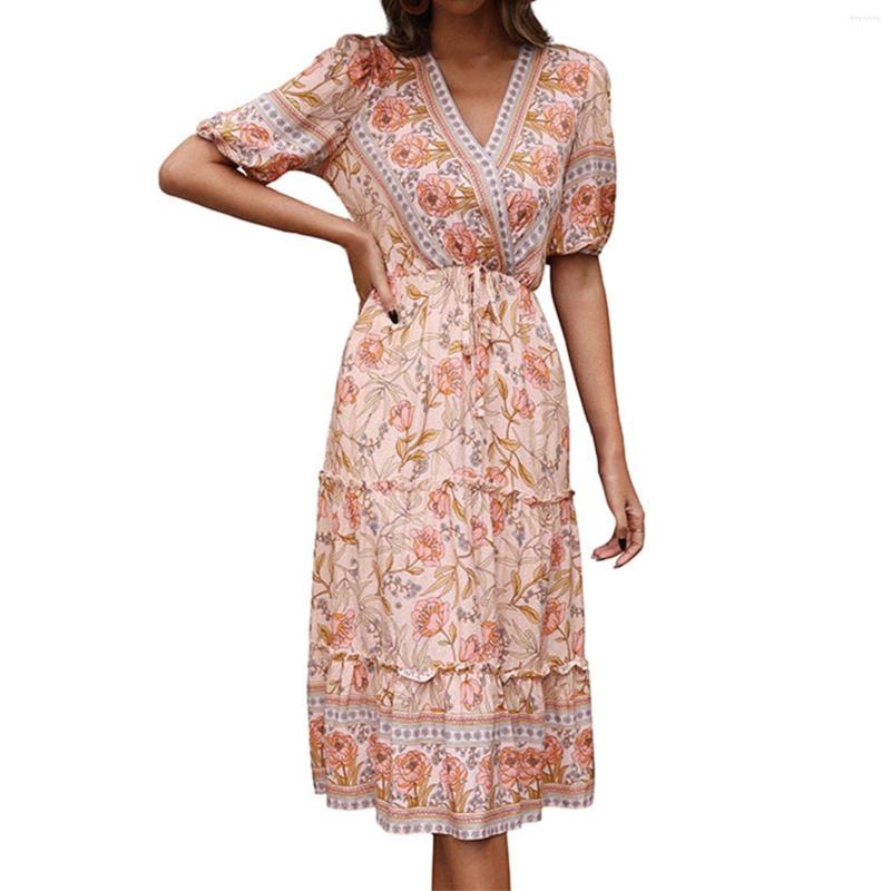 Casual Dresses Printed V Neck Mid Length Dress With Wooden Wrap Around For Women Maxi Long Summer, Pink
Casual Dresses Printed V Neck Mid Length Dress With Wooden Wrap Around For Women Maxi Long Summer, Pink
