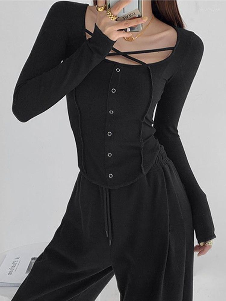 Women's T Shirts Chic Cross Knitted Bottoming For Women Autumn Winter Slim Long Sleeve Tees Black White Y2K Crop Tops Female
Women's T Shirts Chic Cross Knitted Bottoming For Women Autumn Winter Slim Long Sleeve Tees Black White Y2K Crop Tops Female