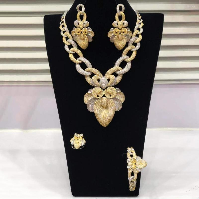 Necklace Earrings Set JImbora Luxury Statement Earring Bangle Ring Sets Dubai For Women Cubic Zircon Wedding Bridal Jewelry, Picture shown
Necklace Earrings Set JImbora Luxury Statement Earring Bangle Ring Sets Dubai For Women Cubic Zircon Wedding Bridal Jewelry, Picture shown