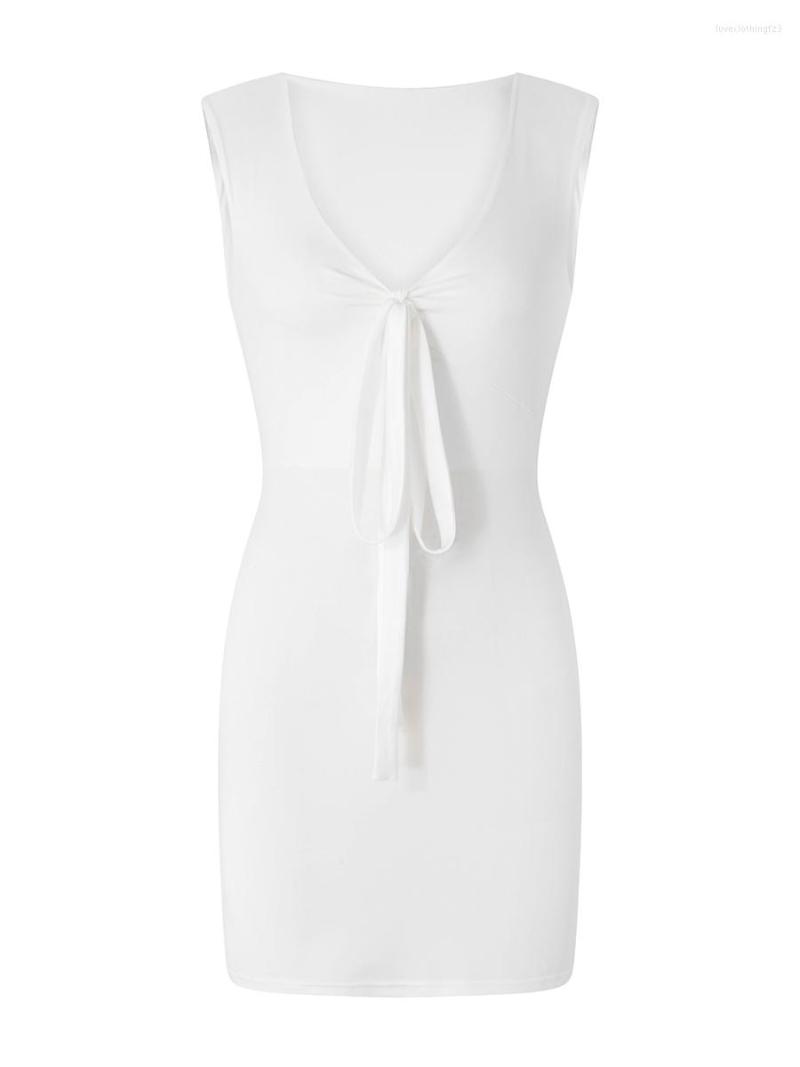 Casual Dresses Women Bodycon Mini Dress Sleeveless V Neck Tie-up Front Solid Color Club Party, White
Casual Dresses Women Bodycon Mini Dress Sleeveless V Neck Tie-up Front Solid Color Club Party, White