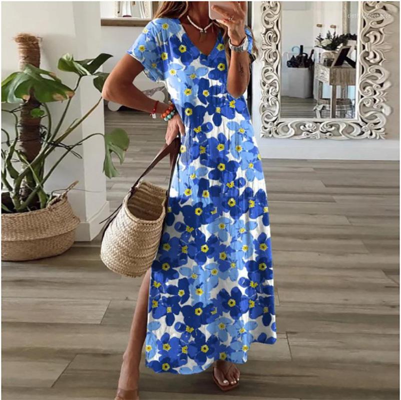 Casual Dresses Summer Fashion Floral Print Boho Style 2023 Women's Short-sleeved V-neck Dress For Women Beach Party Sexy Split Vintage, Blue
Casual Dresses Summer Fashion Floral Print Boho Style 2023 Women's Short-sleeved V-neck Dress For Women Beach Party Sexy Split Vintage, Blue