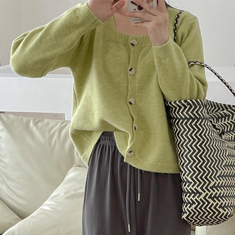 Women's Knits & Tees Autumn Winter 2023 Square Neck Long Sleeve Knitted Cardigans Women Simple Solid Color Casual Sweaters Korean Chic Pull, Green
Women's Knits & Tees Autumn Winter 2023 Square Neck Long Sleeve Knitted Cardigans Women Simple Solid Color Casual Sweaters Korean Chic Pull, Green