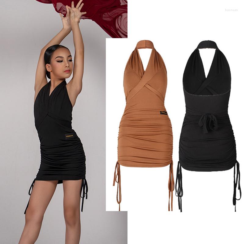 Stage Wear 2023 Girls Halter Neck Drawstring Latin Dress Backless Practice Dresses Kids Ballroom Performance Dancing Clothes SL7092, Black dress
Stage Wear 2023 Girls Halter Neck Drawstring Latin Dress Backless Practice Dresses Kids Ballroom Performance Dancing Clothes SL7092, Black dress