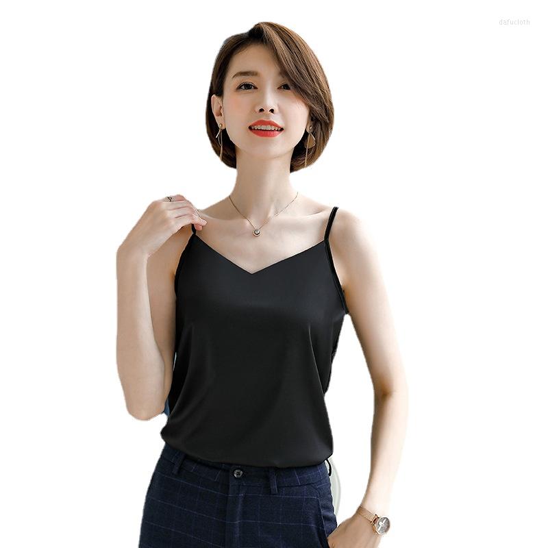 Women's Tanks Summer V-neck Silk-like Jacket With Elegant Satin Camisole For Women's 2023 Bottoming Shirt Green Tops Women, Black
Women's Tanks Summer V-neck Silk-like Jacket With Elegant Satin Camisole For Women's 2023 Bottoming Shirt Green Tops Women, Black