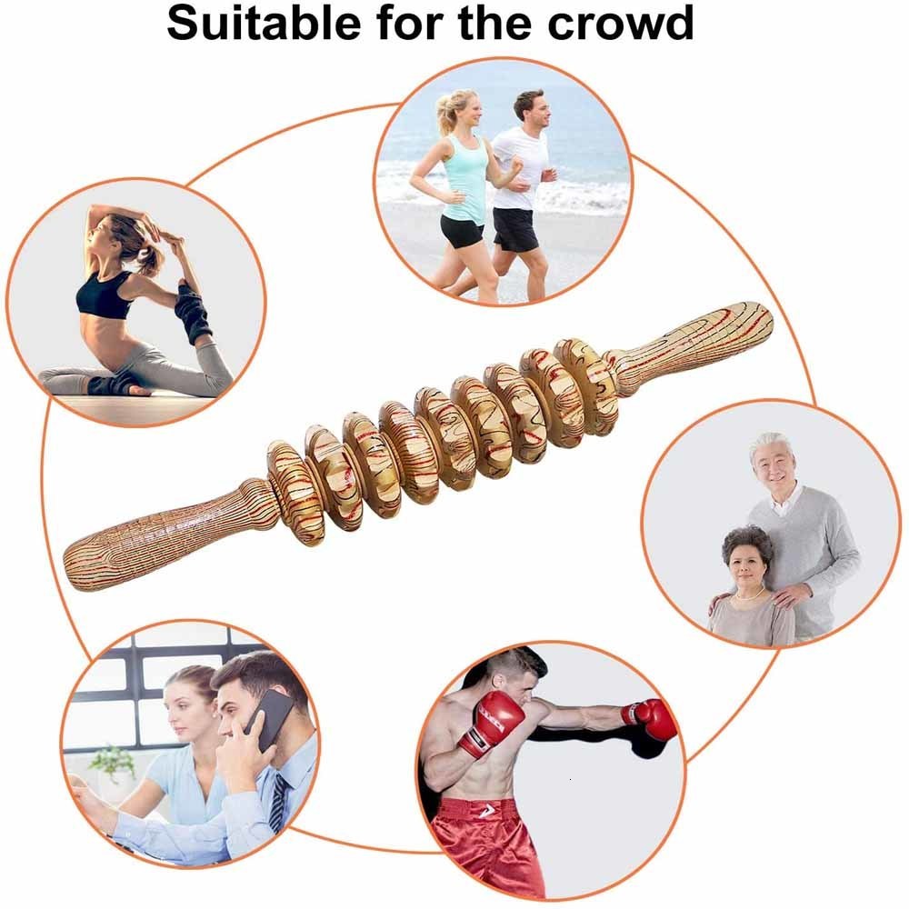 Massaging Neck Pillowws Wooden Therapy Massager Roller Trigger Point Stick for Fascia Cellulite Muscle Abdomen Body Belly Relief Tool 230508