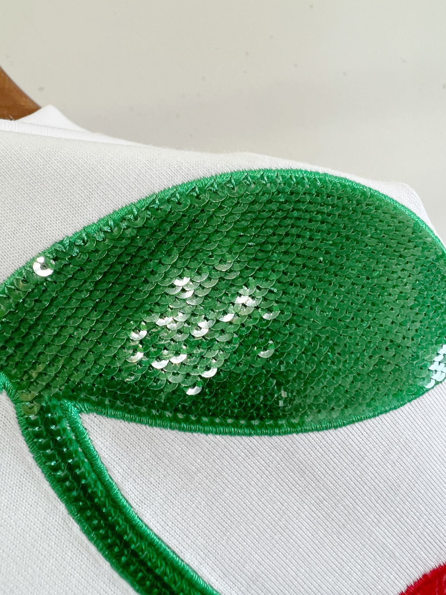 Womens TShirt High Quality mbroidered Cherry Bead Slices Short Sleeve Tshirt 230508