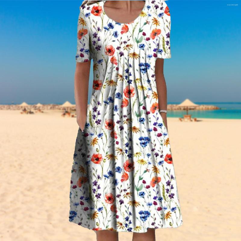 Casual Dresses Floral Short Sleeve Midi Dress Large Swing Summer Medium Length Temperament Elegant Pockets Soft For Weekend Vacation, Black
Casual Dresses Floral Short Sleeve Midi Dress Large Swing Summer Medium Length Temperament Elegant Pockets Soft For Weekend Vacation, Black