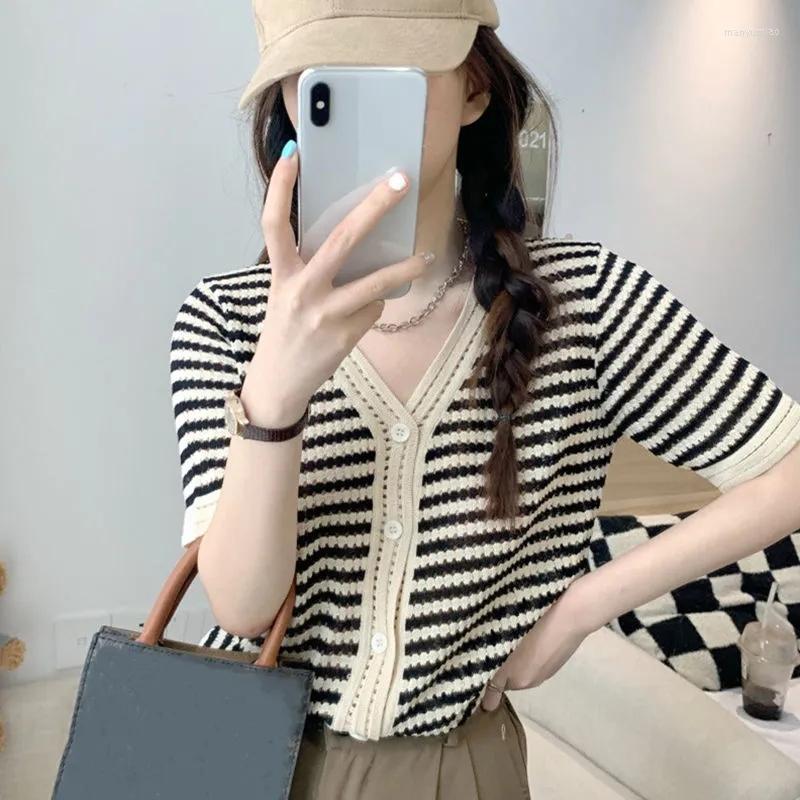 Women' Blouses Chic Knitting Short Sleeve T-Shirt Women Clothing Loose Sweet Urbane Casual Aesthetic Thin Summer Top 2023 Beautiful Blouse, Black
Women' Blouses Chic Knitting Short Sleeve T-Shirt Women Clothing Loose Sweet Urbane Casual Aesthetic Thin Summer Top 2023 Beautiful Blouse, Black