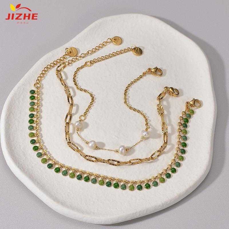 Stainless Steel Three Layer Pearl Bracelet Ethnic Style Dripping Oil Small Round Slice Green Titanium Wholesale
Stainless Steel Three Layer Pearl Bracelet Ethnic Style Dripping Oil Small Round Slice Green Titanium Wholesale