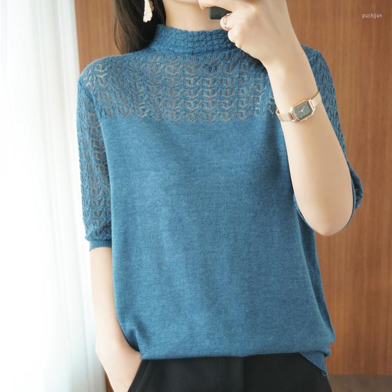 Women's T Shirts Turtleneck Women Thin Knitted Shirt Tops Hollow Out Tshirts Summer Casual Loose Short Sleeve Tee Femme Womens Clothing, White
Women's T Shirts Turtleneck Women Thin Knitted Shirt Tops Hollow Out Tshirts Summer Casual Loose Short Sleeve Tee Femme Womens Clothing, White