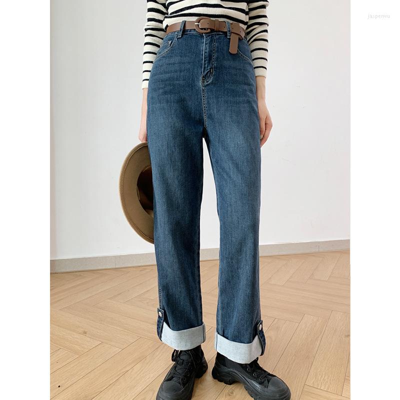 Women' Jeans Fashion Women Dark Blue Mid-waist Pants Straight Button Cuffs Design Casual Slim Spring Autumn Denim Trousers 2023
Women' Jeans Fashion Women Dark Blue Mid-waist Pants Straight Button Cuffs Design Casual Slim Spring Autumn Denim Trousers 2023