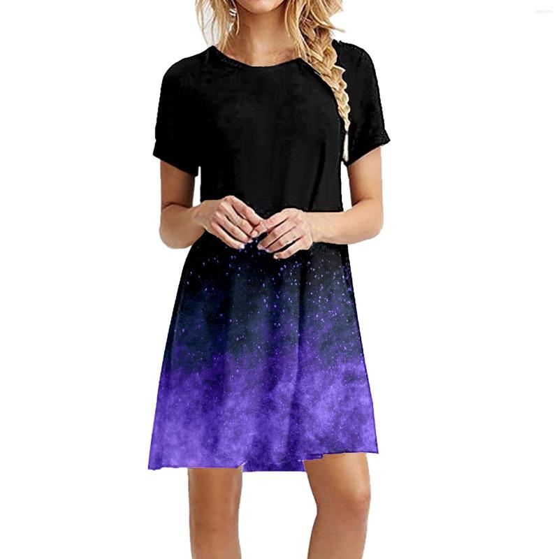 Casual Dresses Women Summer Beach Dress Round Neck Knee Length Short Sleeve Skirt Gradient Pattern Printed Spaghetti Vestidos
Casual Dresses Women Summer Beach Dress Round Neck Knee Length Short Sleeve Skirt Gradient Pattern Printed Spaghetti Vestidos