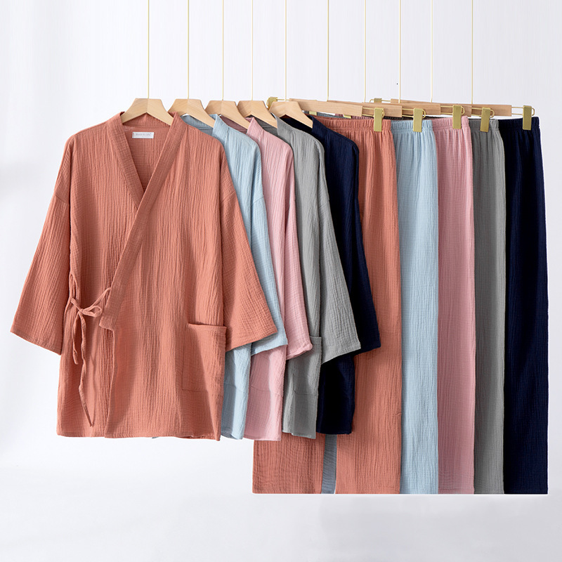 Women's Sleepwear Japanese Kimono Suit Couples 100 Cotton Crepe Pajamas Long Sleeved Trousers 2 Piece for Men and Women WPS076 230508, Brown
Women's Sleepwear Japanese Kimono Suit Couples 100 Cotton Crepe Pajamas Long Sleeved Trousers 2 Piece for Men and Women WPS076 230508, Brown