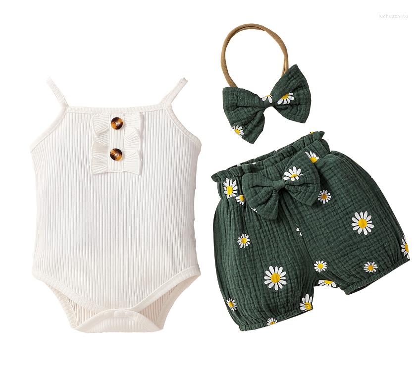 Clothing Sets 3Pcs Born Baby Girls Summer Shorts Outfit Strap Sleeveless Ribbed Romper Bodysuit Daisy Bloomer Headband
Clothing Sets 3Pcs Born Baby Girls Summer Shorts Outfit Strap Sleeveless Ribbed Romper Bodysuit Daisy Bloomer Headband