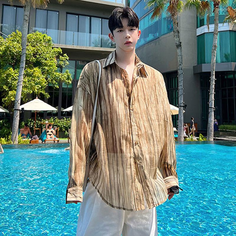Men's Casual Shirts ERTH Korean Style Men's Tie-dye Striped Mesh Niche Design Male Fashion Long Sleeve Tops 2023 Summer Stylish, Brown
Men's Casual Shirts ERTH Korean Style Men's Tie-dye Striped Mesh Niche Design Male Fashion Long Sleeve Tops 2023 Summer Stylish, Brown