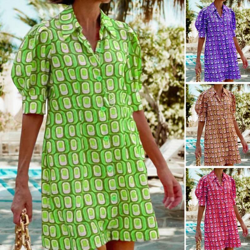 Casual Dresses Mini Dress Puff Sleeve Lapel Plaid Printing Button Placket Up Soft Texture Women Half-Sleeve Swing Party Clothes Lady Girl, Purple
Casual Dresses Mini Dress Puff Sleeve Lapel Plaid Printing Button Placket Up Soft Texture Women Half-Sleeve Swing Party Clothes Lady Girl, Purple