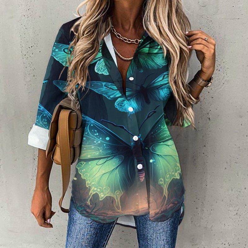 Women's Blouses Temperament Loose Shirt Women Fashion Glowing Aurora Butterflies Print Elegant Women's Top XS-8XL, Orange
Women's Blouses Temperament Loose Shirt Women Fashion Glowing Aurora Butterflies Print Elegant Women's Top XS-8XL, Orange