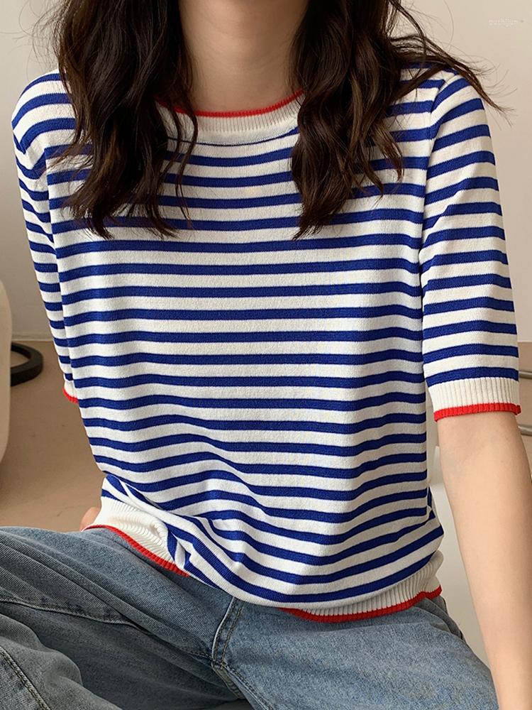 Women's T Shirts Thin Striped Knitted Shirt Women Tshirt Short Sleeve Tee Femme Summer T-Shirts Korean Fashion Womens Clothing Camisetas, Photo color
Women's T Shirts Thin Striped Knitted Shirt Women Tshirt Short Sleeve Tee Femme Summer T-Shirts Korean Fashion Womens Clothing Camisetas, Photo color