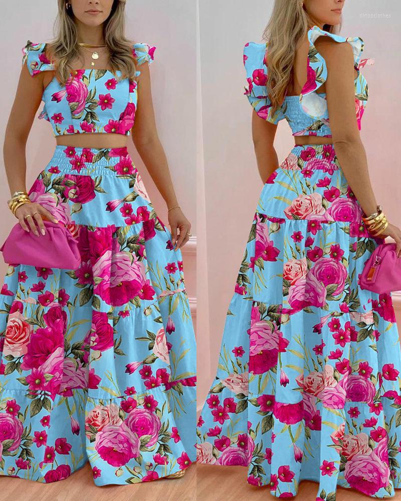 Work Dresses Floral Print Shirred Crop Top & Maxi Skirt Set Women 2pcs Clothes Suit Fashion Casual Sexy Spring Summer Short Sleeve, Orange
Work Dresses Floral Print Shirred Crop Top & Maxi Skirt Set Women 2pcs Clothes Suit Fashion Casual Sexy Spring Summer Short Sleeve, Orange