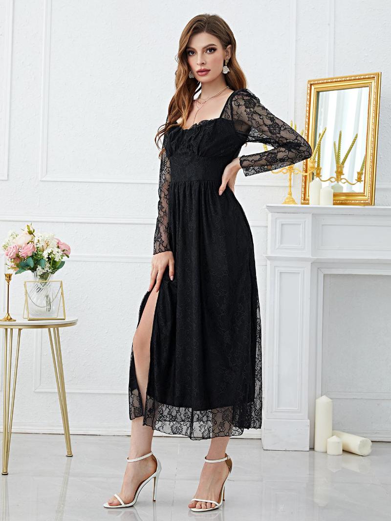 Casual Dresses Women Elegant Maxi Dress 2023 Spring Summer Lace Square Neck Long Sleeve High Slit Turkish Evening Party Robe Vestido, Black
Casual Dresses Women Elegant Maxi Dress 2023 Spring Summer Lace Square Neck Long Sleeve High Slit Turkish Evening Party Robe Vestido, Black