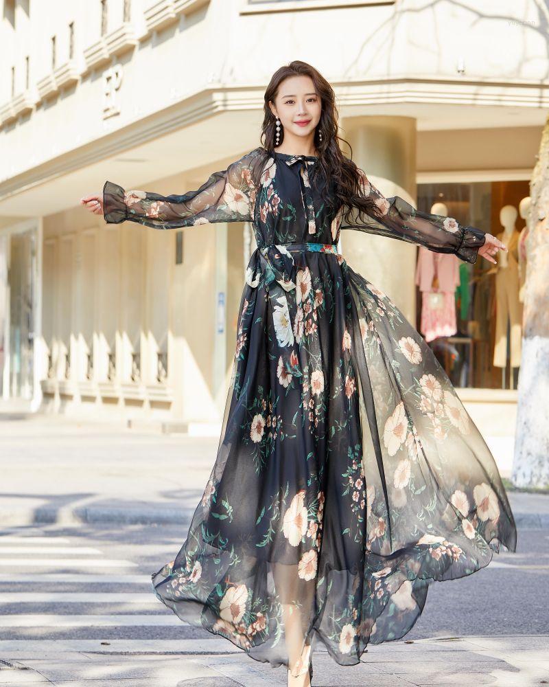 Plus Size Dresses Summer Beach Flowy Maxi Dress Women's Sundress Floral Chiffon Full Sleeve Prom Concert Holidays Vestido Robes, Black
Plus Size Dresses Summer Beach Flowy Maxi Dress Women's Sundress Floral Chiffon Full Sleeve Prom Concert Holidays Vestido Robes, Black