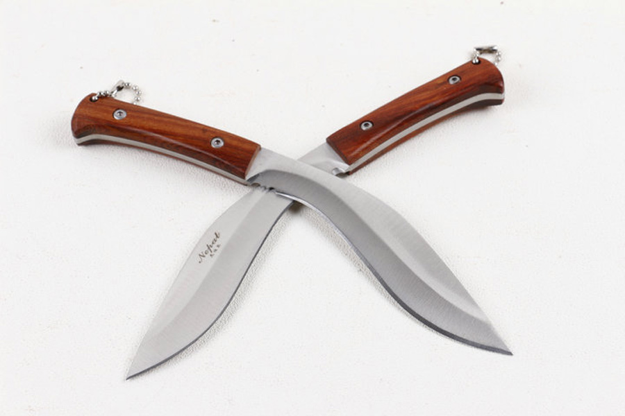 Small hete 440C Satin Blade Full Tang Wood Handle Fixed Blades Knives Outdoor Camping hiking Fishing Survival Knife With Nylon Sheath