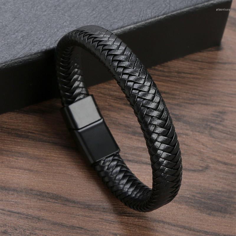 Charm Bracelets Punk Men Jewelry Black/Brown Braided Leather Bracelet Stainless Steel Magnetic Clasp Fashion Bangles Gift
Charm Bracelets Punk Men Jewelry Black/Brown Braided Leather Bracelet Stainless Steel Magnetic Clasp Fashion Bangles Gift