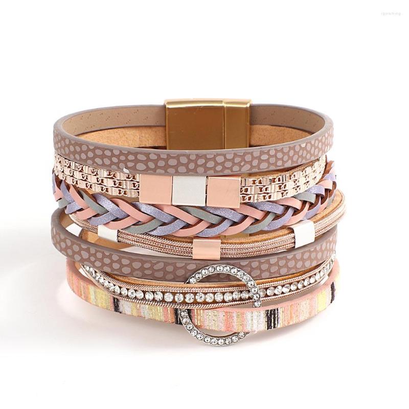 Charm Bracelets ALLYES Retro Crystal Chain Circle Leather Bracelet For Women Multilayer Braided Wrap Wide & Bangles Boho Jewelry
Charm Bracelets ALLYES Retro Crystal Chain Circle Leather Bracelet For Women Multilayer Braided Wrap Wide & Bangles Boho Jewelry