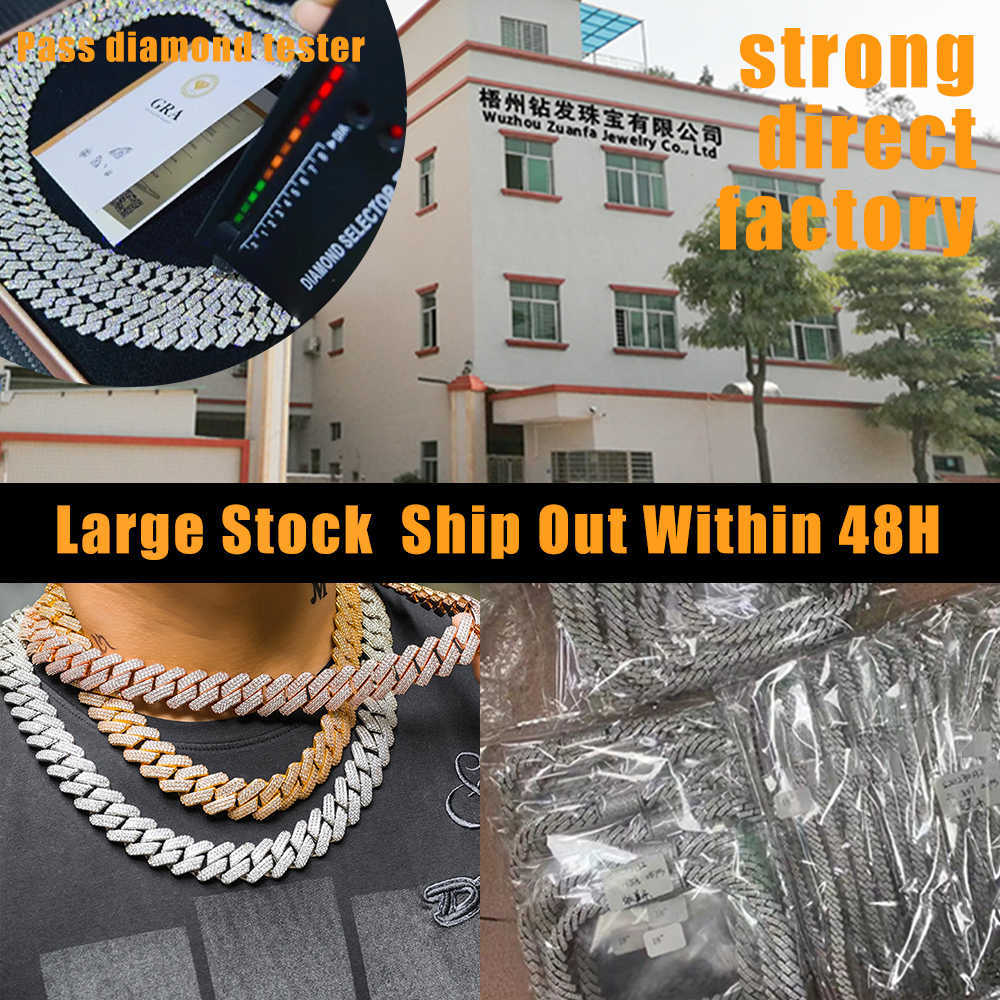 Hot Selg 6mm 8mm 10mm Pass Tester Sterg Sier Hip Hop Iced Out Vvs Moissanite Dia Cuban k Chain