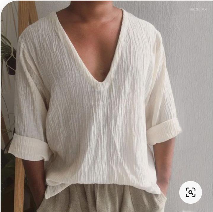 Men' Casual Shirts Vintage Cotton Linen Shirt Men Breathable Long Sleeve Oversize Tops Summer V Neck Boho Style Mens
Men' Casual Shirts Vintage Cotton Linen Shirt Men Breathable Long Sleeve Oversize Tops Summer V Neck Boho Style Mens
