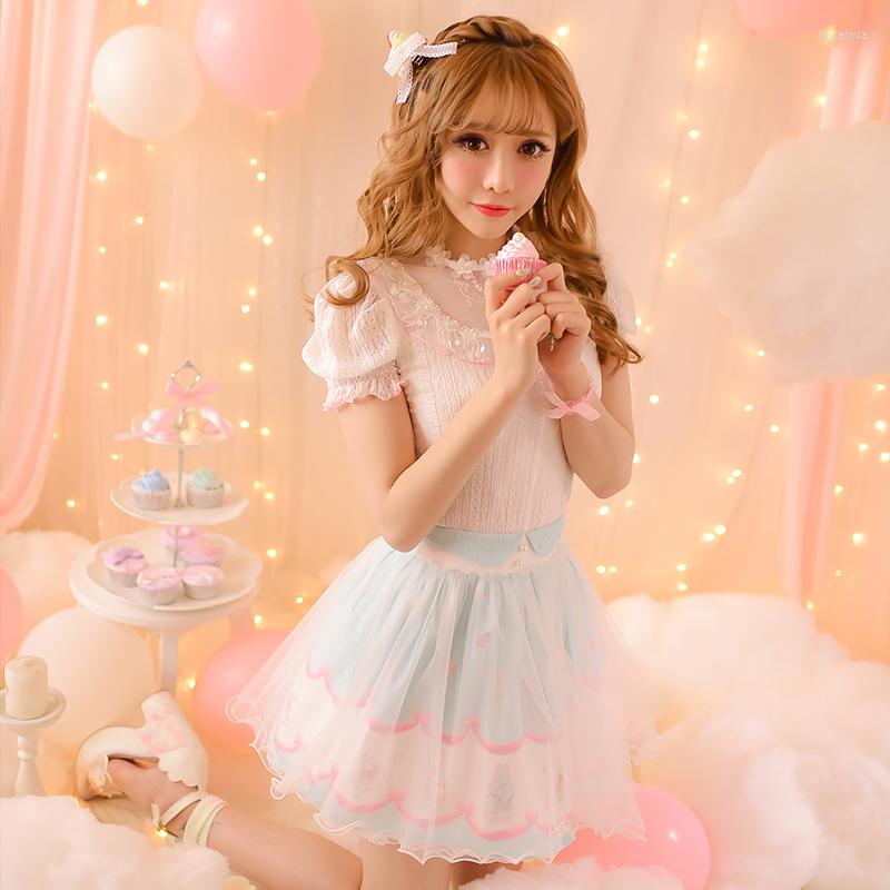 Women' Blouses Princess Sweet Lolita Shirt Candy Rain In Summer 2023 Lace Stitching Chiffon Short Sleeved Blouse C16AB6068, Skirt
Women' Blouses Princess Sweet Lolita Shirt Candy Rain In Summer 2023 Lace Stitching Chiffon Short Sleeved Blouse C16AB6068, Skirt